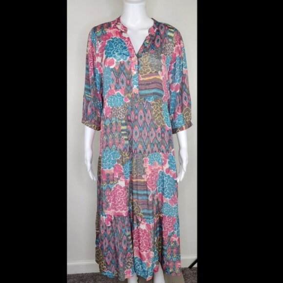 Anthropologie Figueroa and Flower Tiered Dress Floral Boho Size Medium - Picture 1 of 12